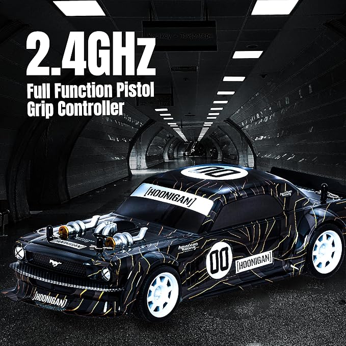 Hoonigan Mustang Remote Control RC Car for Kids – 3.7V, 2.4 GHz, Detailed Replica Design, USB Rechargeable Battery Included, 1:16 Scale, 150 ft Range, 6 Mph