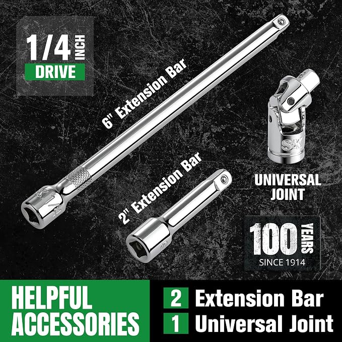 SK 1/4" Drive Socket Set with 160-P Ratchet, 24-Piece, SAE, SuperKrome Finish, Premium CR-V Construction, with EVA Foam Tool Organizer