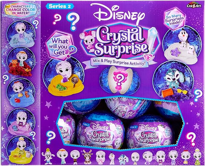 Disney Crystal Surprise 16 Pack Bundle: Series 2 Surprise Blind Mini Figures with Accessories & Activity Compound, Perfect for Party Favors & Mystery Unboxing Fun
