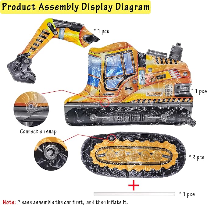 Construction Balloon Standing Excavator Vehicle Birthday Foil Balloon | For Construction Vehicle Transportation Birthday Theme Party Baby Shower Decoration Supplies