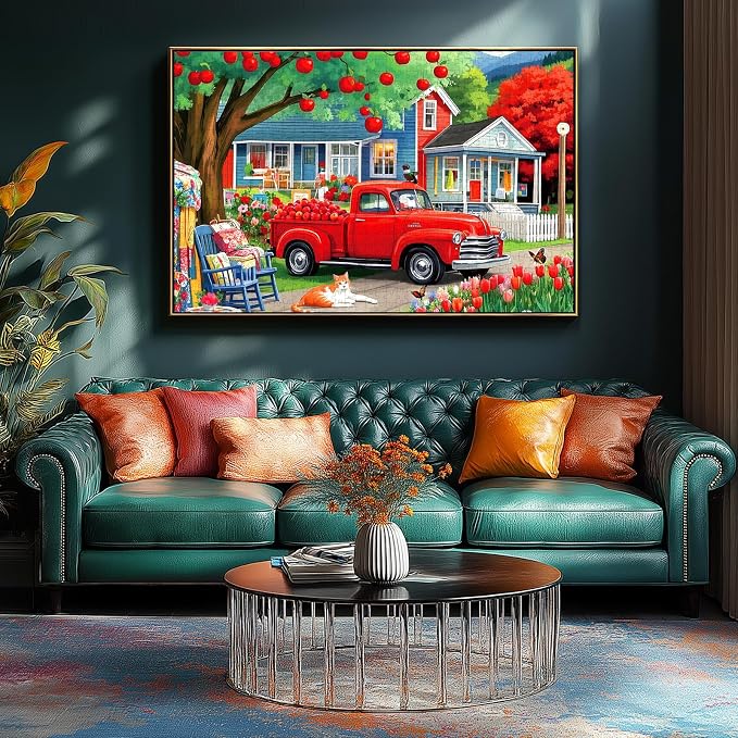 Spring Countryside 1000 Piece Puzzle for Adults Clearance, Fun Puzzles for Adults with HD Print & Poster, 27.5" X 19.7" Dust Free, for Gifts Christmas Family Games