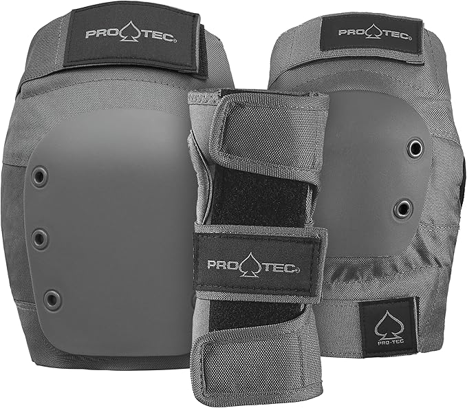 Pro-Tec Street 3-Pack Pad Set - Protective Gear for Skateboarding, Roller Skating, Scooter, Bicycling