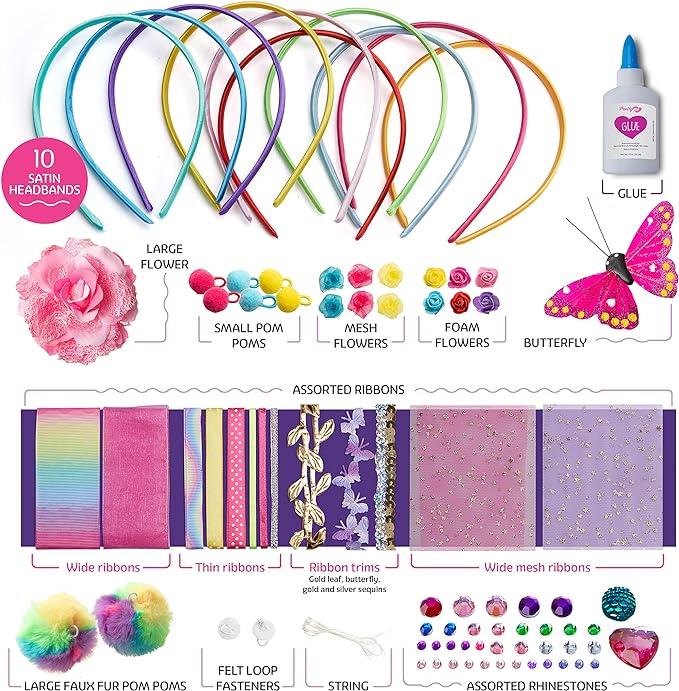 Pretty Me Headband Making Kit for Girls - Arts & Crafts Easter Gift - Make Your Own Fashion Headbands for Kids - DIY Hair Accessories - Gift for Ages 5-12 Year Old Girl - Little Kids Art & Craft Gifts