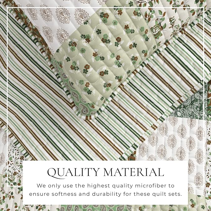 Great Bay Home Lodge Quilt Set - 2-Piece Twin/Twin XL Size Rustic Bedding Set - Lightweight, All-Season, Reversible Bedspread (Floral Grid - Brown)