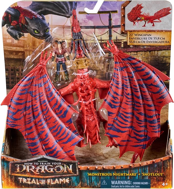 DreamWorks Dragons How to Train Your Dragon, Monstrous Nightmare and Snotlout, Viking Duo Action Figures, Kids Toys for Boys Ages 4 and up