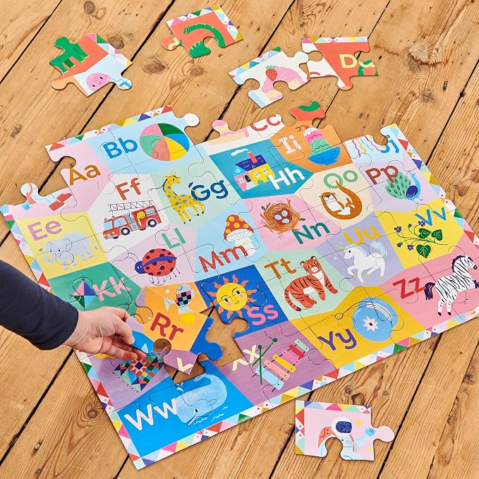 eeBoo 36 Piece Giant Floor Puzzle - Alphabet Children's Puzzle ABC & Animal Themed, Large Pieces for Small Hands to Develop Motor Skills