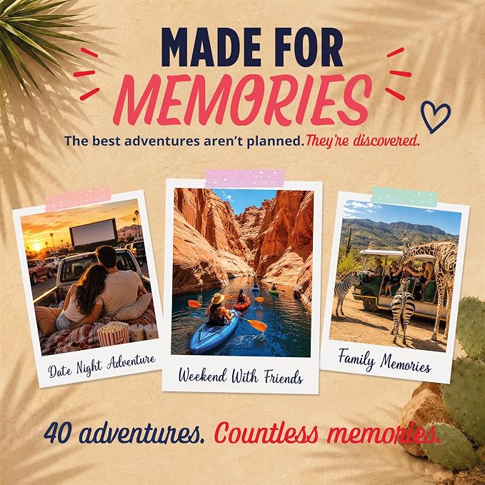 Arizona Bucket List Scratch Off Cards - 40 Adventure Cards with Region Split Map, Hidden Gems, Scenic Escapes & Local Favorites - Travel Gift for Couples, Families, Friends & Tourists