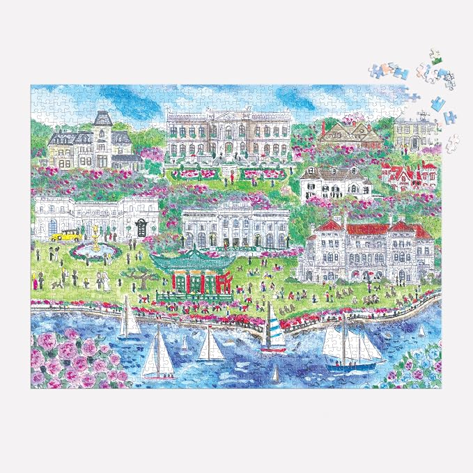 Galison Newport Mansions – 1000 Piece Michael Storrings Jigsaw Puzzle Featuring Beautiful Artwork of Famous Newport Rhode Island Mansions