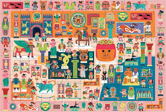 Mudpuppy Art and Culture Museum — 64 Piece Search & Find Puzzle Jigsaw Puzzle Featuring Diverse Art Sculptures and Artifacts and Over 40 Hidden Images to Find for Ages 4+