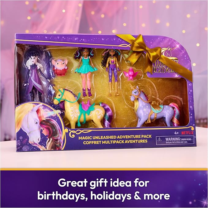 Unicorn Academy, Magic Unleashed Adventure Pack with Sophia, Ava, Ravenzella, Wildstar, Leaf & More, Dolls & Unicorn Toys for Girls Ages 4 and up