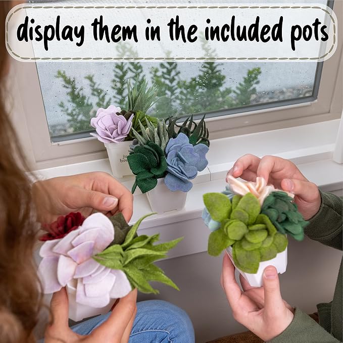 Hapinest DIY Potted Felt Succulents Craft Kit for Adults Women Teens and Seniors, Arts & Crafts for Ages 6 Years and Up