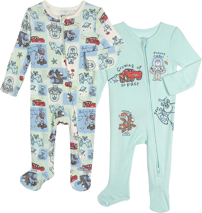 Disney Baby Boys' 2-Pack Footed One-Piece Sleep N' Play Newborn to Infant