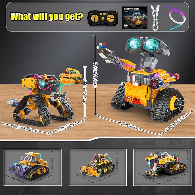 Yerloa 673PCS Robot Toys 5 in 1 Robotics Building Set for Kids Age 8-12, App & Remote Control STEM Toys with LED Lights, Science Kit Birthday Gift for Boys Girls 6 7 8 9 10 11 12 13 14 Year Old