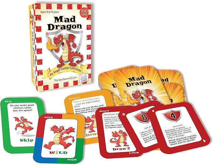 Mad Dragon - an Anger Control Card Game for Kids Aged 6 to 12 | Fun Therapeutic Game Teaching Anger Management to Kids aged 6 to 12