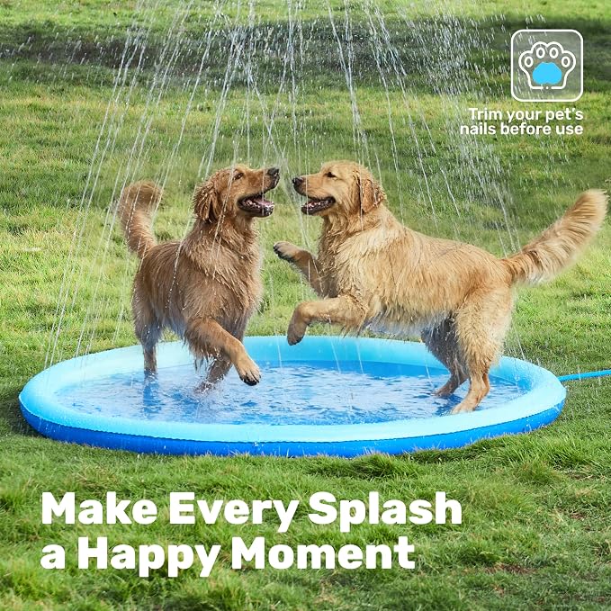 SLOOSH 72" Non-Slip Splash Pad Sprinkler - Outdoor Water Toys Play Mat for Toddlers Kids Dogs, Outside Thickened Sprinkler Pool Party Durable Backyard Fountain for Girls Boys Pets (72in, Blue)