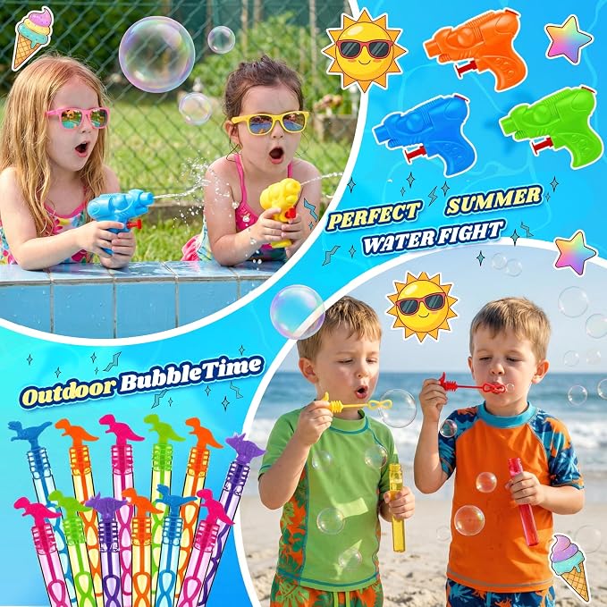 GIFTINBOX Beach Pool Party Favors,146PCS Pool Beach Toys for Kids Ages 4-8 8-12, Summer Party Favors for Kids, Beach Balls, Kids Sunglasses, Buckets Bulk Sand Toys, Birthday Party Decorations