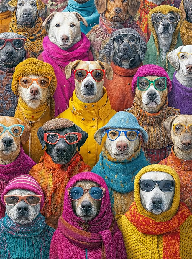 Cross & Glory | 1000 Piece Puzzle for Adults Dogs | Dogtopia | Funny Dog Puzzles for Adults 1000 Pieces | Dressed-Up Dogs Artwork | Satin Finish | Ages 14+
