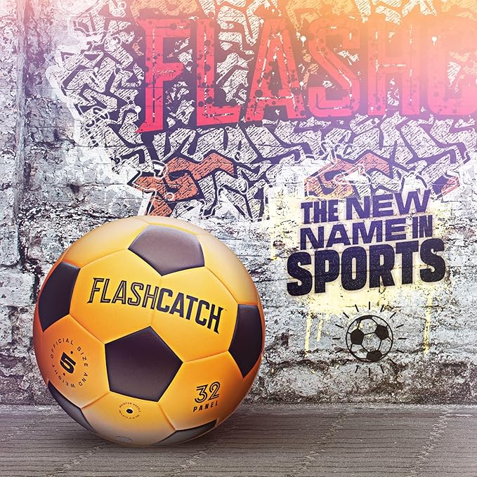 FlashCatch Light Up Soccer Ball - Glow in the Dark - NO 5 - Sports Gear Gifts for Boys & Girls 8-15+ Year Old - Kids, Teens Gift Birthday Ideas - Cool Boy Toys Ages 8 to 15 Glowing Night Activity