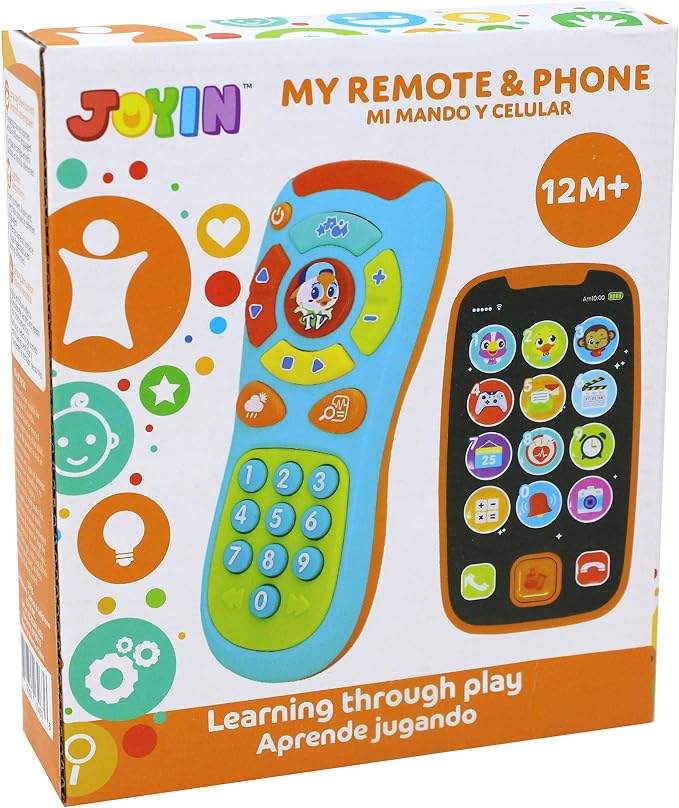 JOYIN Baby Learning Phone and Remote Toy for Toddler, Fun Smartphone Toys with Music for Infants, Boys or Girls, Holiday Stocking Stuffers, Kids Birthday Gift