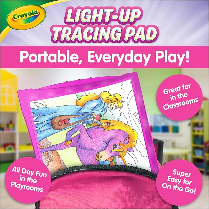 Crayola Light Up Tracing Pad Pink, Best Birthday Gifts for Girls & Boys, 6, 7, 8 Year Olds, Kids Toys, Light Box Art Kit for Kids [Amazon Exclusive]