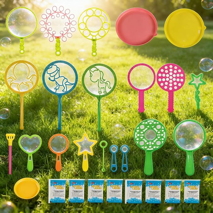Bubble Wands kit Party Favors for Kids Bulk Toys Party Supplies Christmas Birthday Wedding Bath Time Gifts for Boys Girls (Assorted)