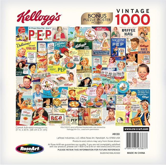 RoseArt - Kellogg's - Cereal Ads - 1000 Piece Jigsaw Puzzles for Adults