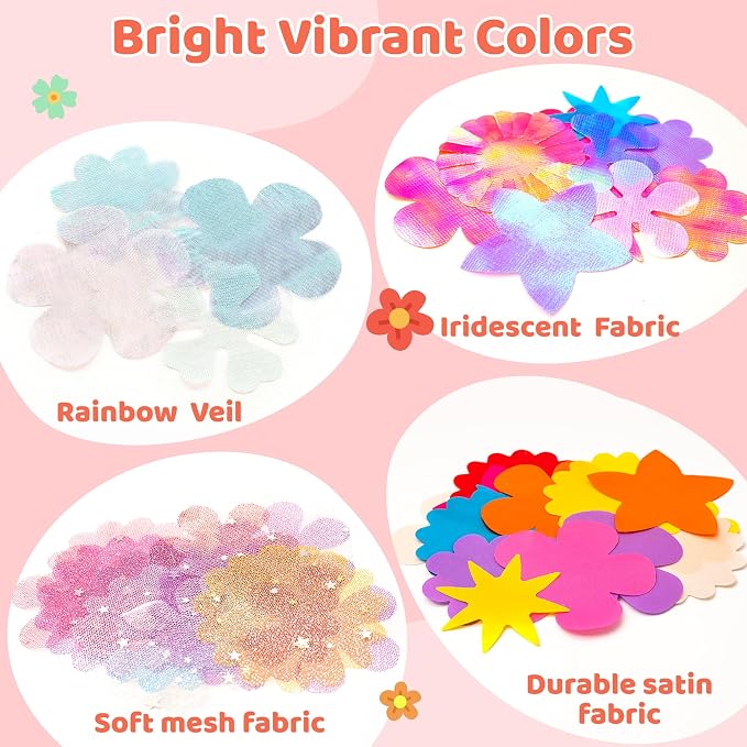 Fabric Flowers for Crafts Refill Kit - DIY Flower Bouquet Accessories with 180 Colorful Parts for Flower Maker - DIY Arts and Crafts Toys for Girls