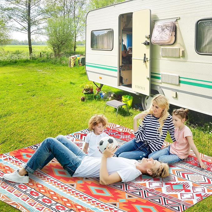WIWIGO Beach Blanket Waterproof Sandproof Beach Mat 79" X 83"/10'x9'for 2-8 Adults Quick Drying Outdoor Picnic Mat Beach Accessories for Travel, Camping, Hiking