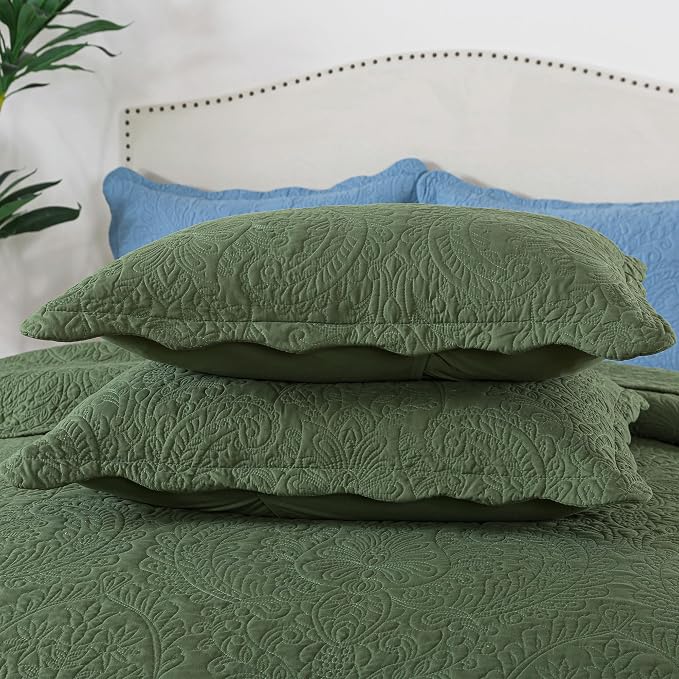 HoneiLife King Quilt Bedding Sets - 3 Piece Microfiber Quilt Sets Lightweight Bedspreads Reversible Coverlets Rustic Bed Cover Quilt King Size Fall/Winter Quilts