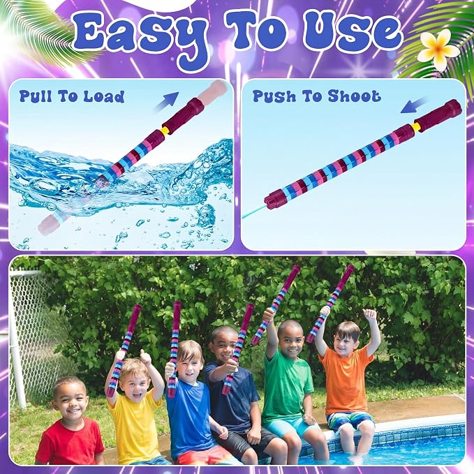 Halloscume 6 Pcs Video Game Party Favors for Kids Water Guns Bulk 15.75" Water Squirters Blaster Shooters for Summer Swimming Pool Beach Cartoon Birthday Gifts Supplies