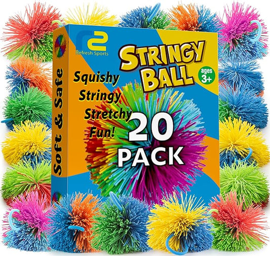 Stringy Balls & Fidget Toys 20 Pack - Fun Sensory Toys for Kids School Classroom - Birthday Gifts Toddler Toys for Boys & Girls - Sensory Bulk Fidget Party Favors 3 4 5 6 7 8 + Year Old Gift Idea