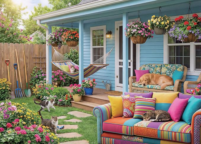 Nattork Jigsaw Puzzles 1000 Pieces for Adults, Families (Garden Cottage) Pieces Fit Together Perfectly