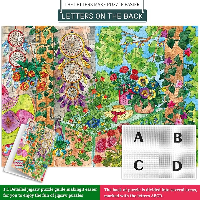 Sunny Bloom Puzzles for Adults 1000 Pieces, Puzzles with Letters on Back, Impossible Hard Difficult Challenging, Precise Interlocking Pieces, Home Wall Decoration & Ideal Gift