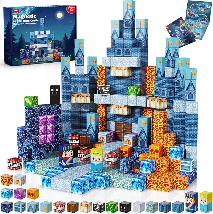 Annexfun Magnetic Blocks - 100 PCS Magnetic Building Blocks - Magnet Cubes Toys Stacking,STEM Montessori Sensory Toys for 3+ Year Old Boys & Girls Birthday Gifts