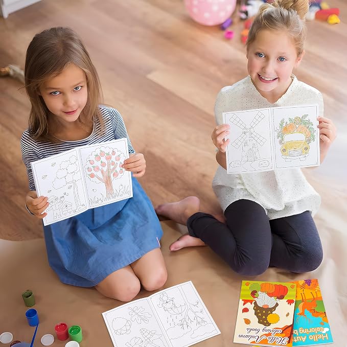 90shine 72PCS Fall Coloring Books for Kids, Thanksgiving Party Favors in Bulk Goodie Bag Stuffers Ages 3-5 4-8