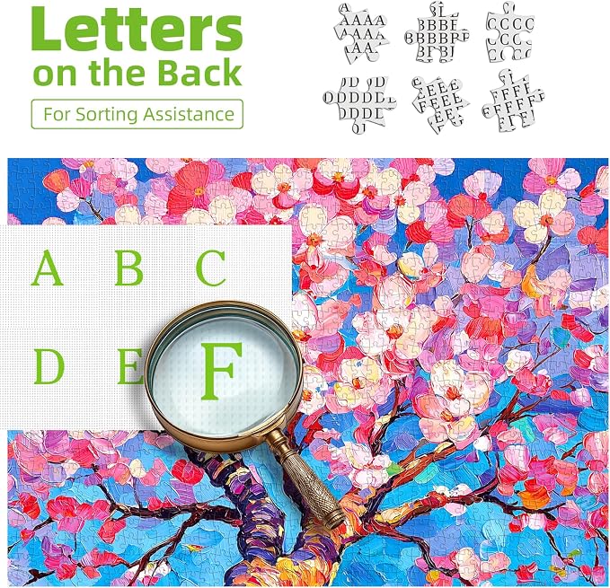 Beautiful Flowers 500 Piece Puzzles for Adults, Fun Pretty Art Puzzles for Adults 500 Pieces with HD Print & Poster, 20" X 20" Dust Free Party Family Games