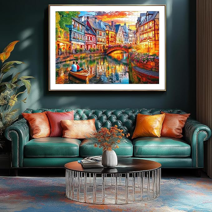 1000 Piece Puzzle for Adults - Colmar Canal Puzzle with Letters on Back 27.5"x19.7", Nature Lovers Challenging Jigsaw Puzzle - for Adults Relax, Art Gift, Family Game Night