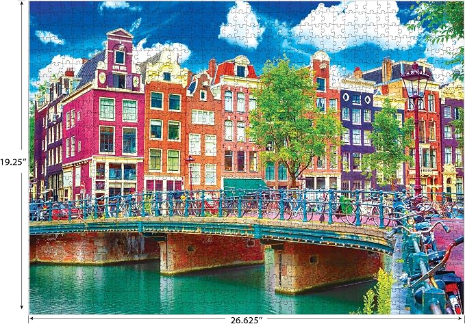RoseArt - Kodak Premium - Colorful Waterfront Buildings, Amsterdam - 1000 Piece Jigsaw Puzzle for Adults