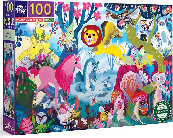 eeBoo 100 Piece Puzzle for Kids - Magical Creatures Children's Puzzle Fantasy Themed, Large Pieces for Small Hands to Develop Motor Skills