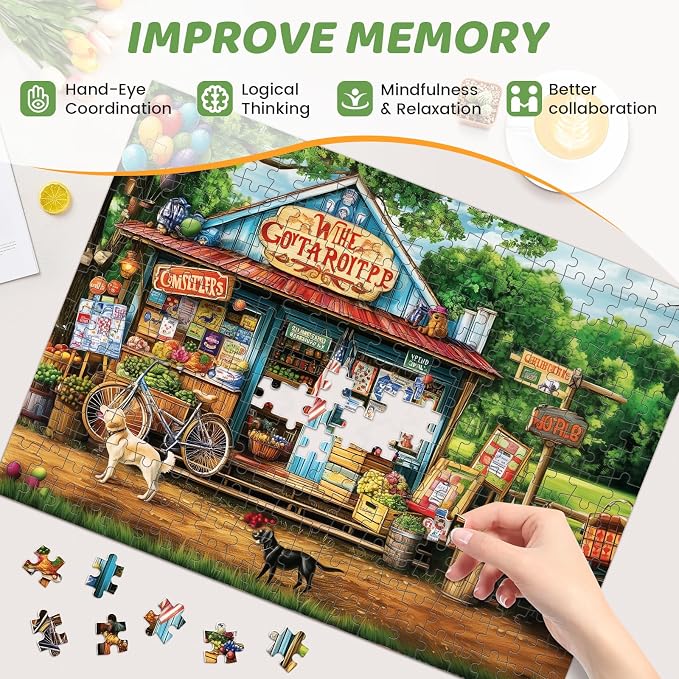 Puzzles 300 Pieces for Adults | HT Vegetable Store Puzzles | Recycled Cardboar Jigsaw Puzzles 300 Pieces | Challenging Family Activity Great Gift Idea for Family Friends | 20.5 X 15 inches
