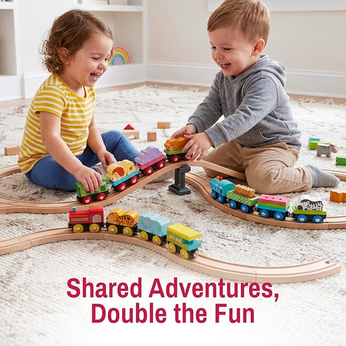 Montessori Animal Wooden Train Toy Set for Kids, 12PCS Magnetic Train Cars with Storage Gift Box, STEM Educational Toy for Boys & Girls, Ages 18Month - 8 Years, Easter Birthday Party Gift