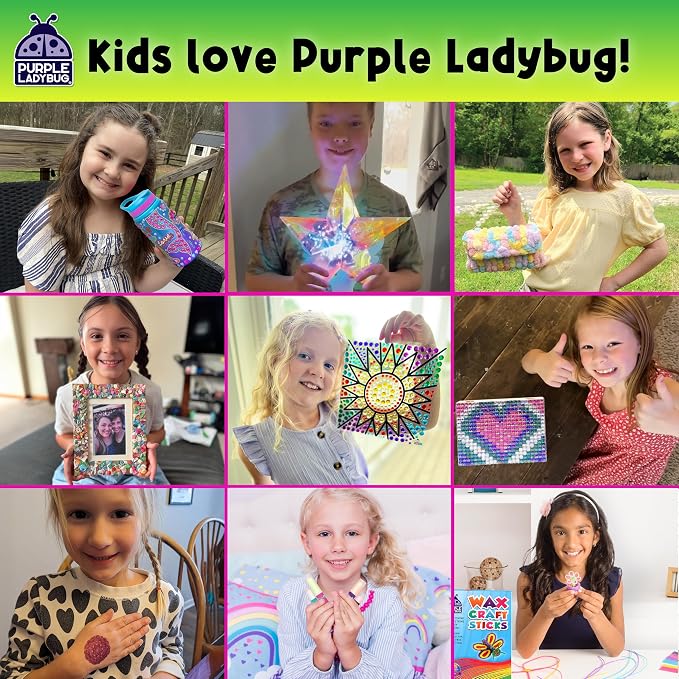 PURPLE LADYBUG Scratch Art for Kids - 150 Rainbow Scratch Art Mini Notes Arts and Craft Supplies, Crafts for Kids Ages 4-12, Summer Activities for Kids Camping & Summer Crafts