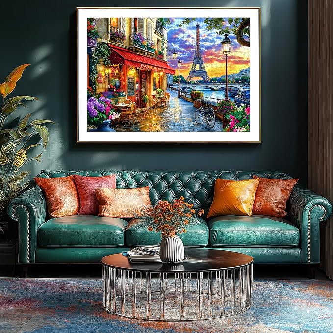 1000 Pieces Paris Twilight Jigsaw Puzzle for Adults - Stress Relief & Family Bonding Game, Scenic Eiffel Tower & Seine River Art, 27.56x19.69 Inches Home Decor