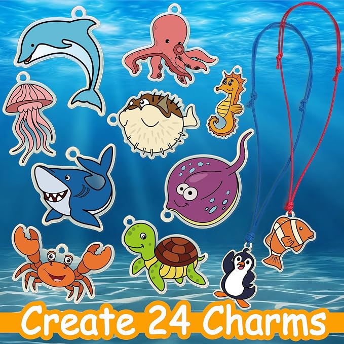 75PCS Shrinky Dinks Kit for Kids - Shrink Art with Shrinky Dink Sheets, 24 Pre-Cut Charms & Learning Cards | DIY Crafts, Christmas Ornaments & Keychains | No-Mess Activity for Boys & Girls Age 6+