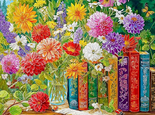 Cross & Glory | 1000 Piece Jigsaw Puzzles for Adults | Petals Between the Pages | Vintage Books & Floral Botanical Flower Puzzle | Satin Finish Flower Puzzles for Adults 1000 Pieces | Ages 14+