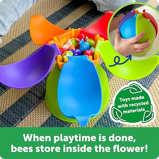 Learning Resources Blooming Balance Bees Fine Motor Sorting Set - Preschool Learning Activities, Fine Motor Games, Color Sorting Toys for Toddlers 3-5, Matching and Counting Toys for Toddlers