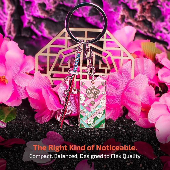 Demon Slayer Keychain, Anime Keychain with Sword & Charm Plate, Demon Slayer Merch & Gifts