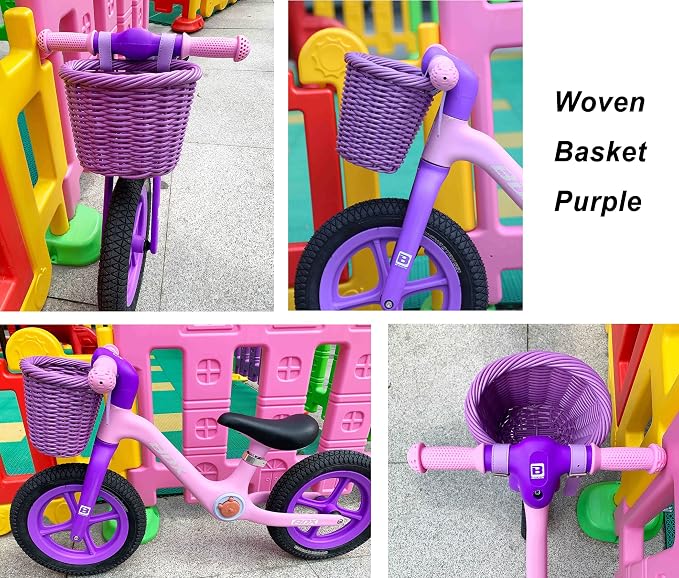 MEGHNA Woven Mini Bike Basket for Kid Bike Handlebar Bike Basket for Girl Boy for Scooter, Multi-Colors