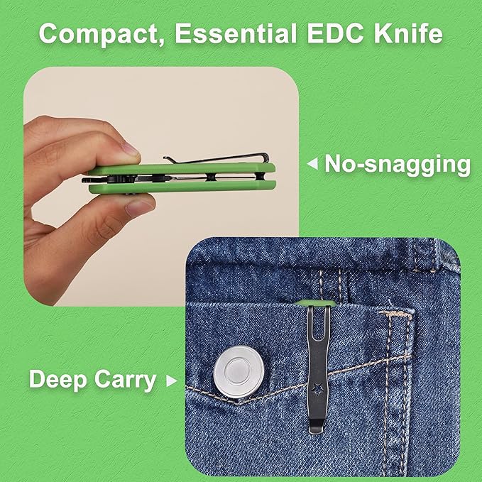 JIN Rhino Jr. Kids Pocket Knife, Fidget Toy Knife, DIY Kit, 1.97” Unsharpened Steel Blade, Safety Rounded Tip, Kids-friendly Button Lock Folding EDC, Green G10 Handle