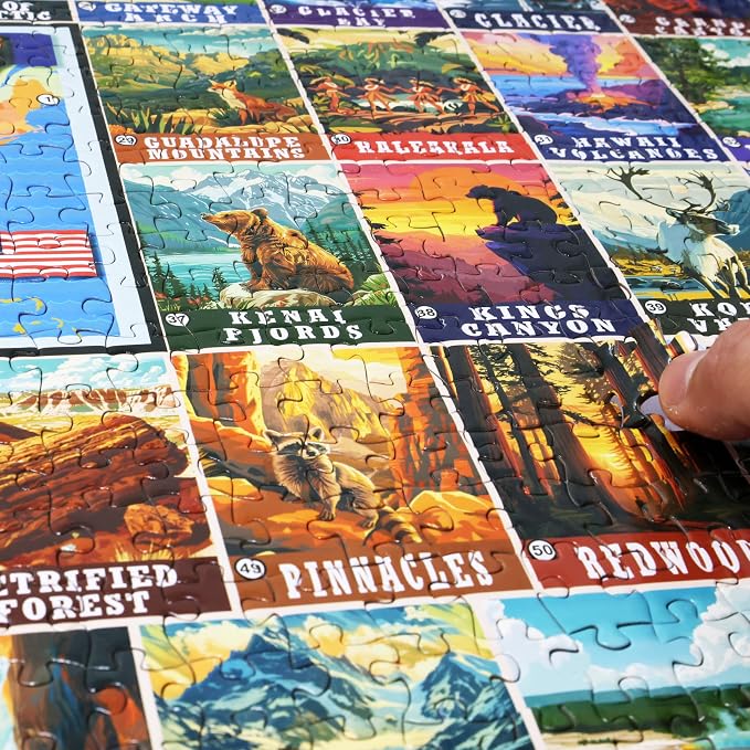 Think2Master Colorful Vintage USA National Parks 1000 Pieces Large Format Jigsaw Puzzle for Kids 13+, Teens, Adults & Families. Great Gift for People Interested in Traveling. Size: 26.8” X 18.9”
